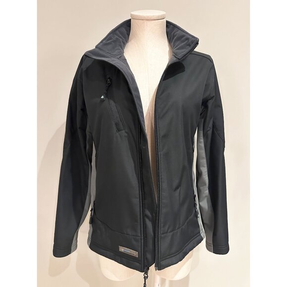 Fleece Lined Jacket Womans Size M Black and Grey Full Zip Hiking Outdoors - Picture 2 of 8